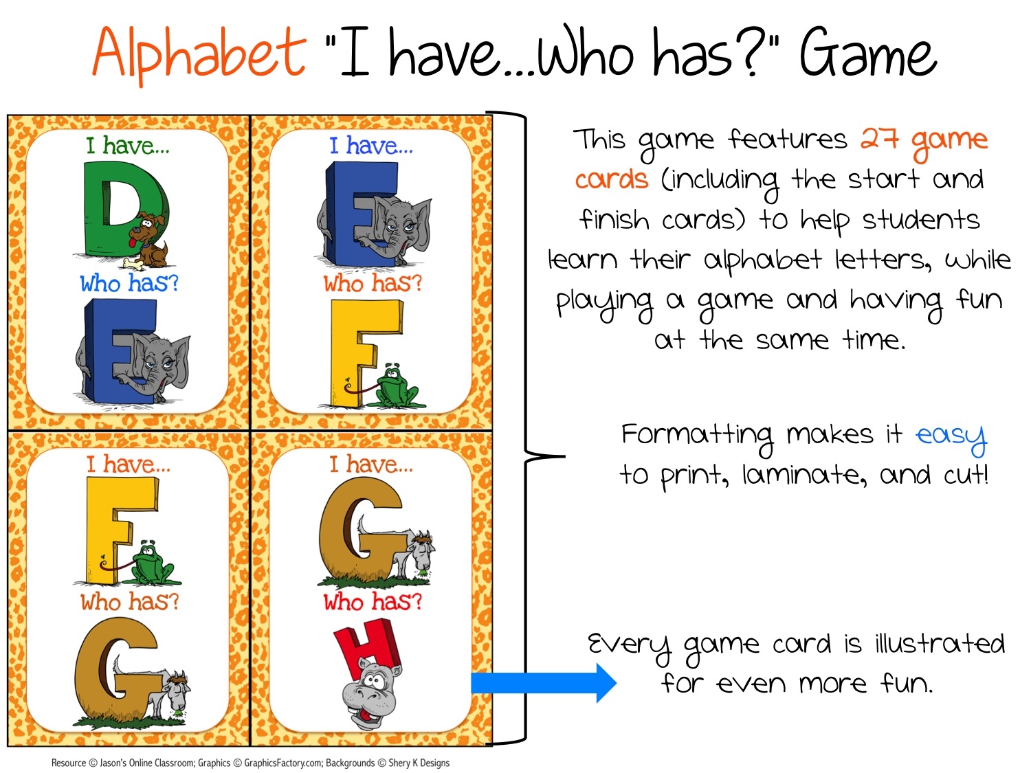 I Have Who Has Game Alphabet Made By Teachers