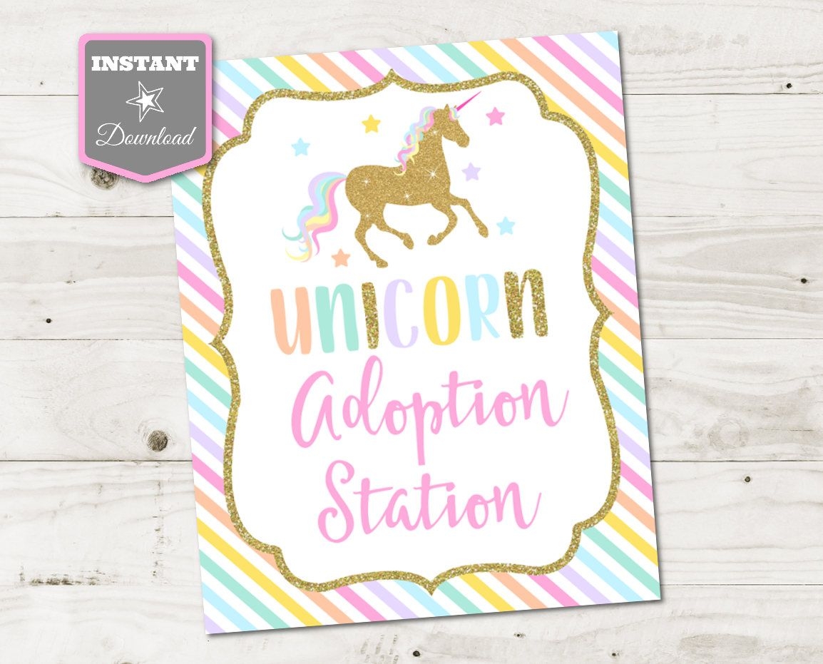 INSTANT DOWNLOAD Unicorn Printable 8x10 Adoption Station Sign And Worksheets Library