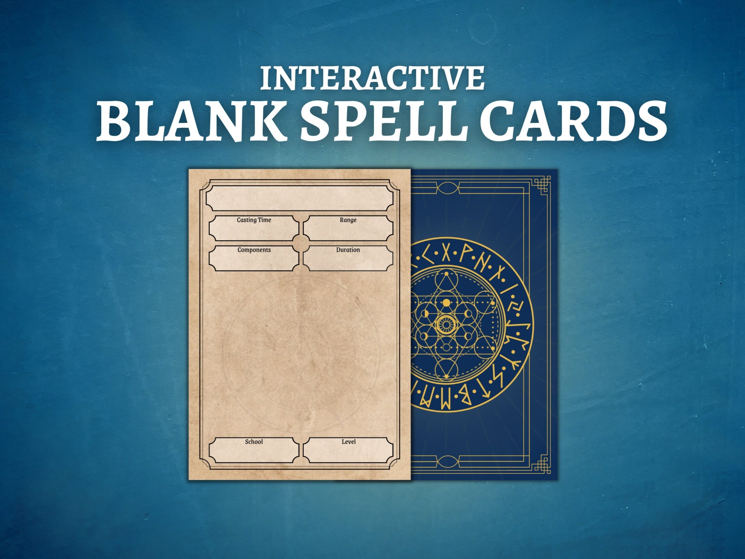 Interactive Editable Blank Spell Cards D D Spell Cards Dnd Printable Cards Etsy UK