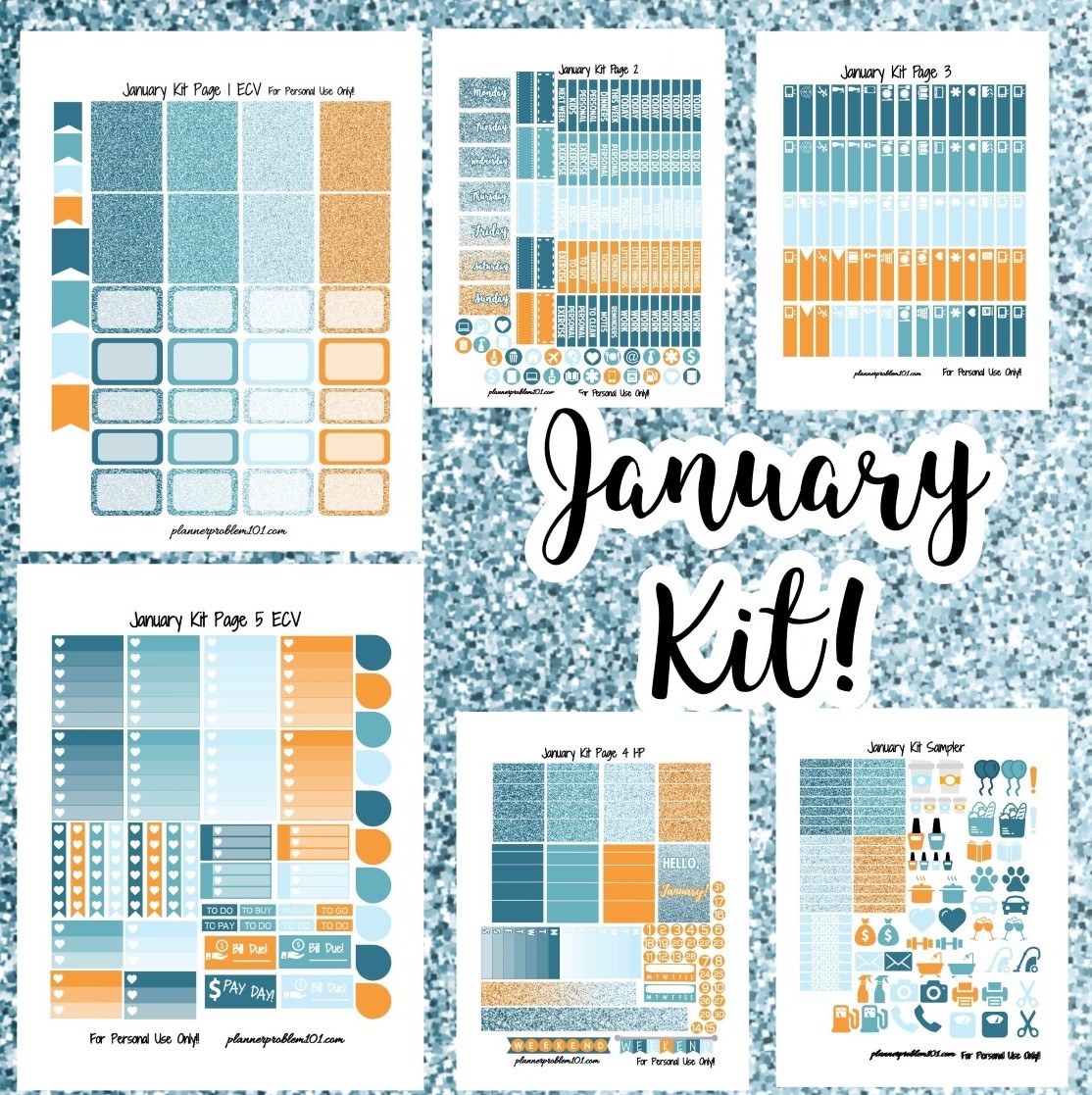 January Colors Weekly KIT Free Printable Planner Stickers PlannerProblem