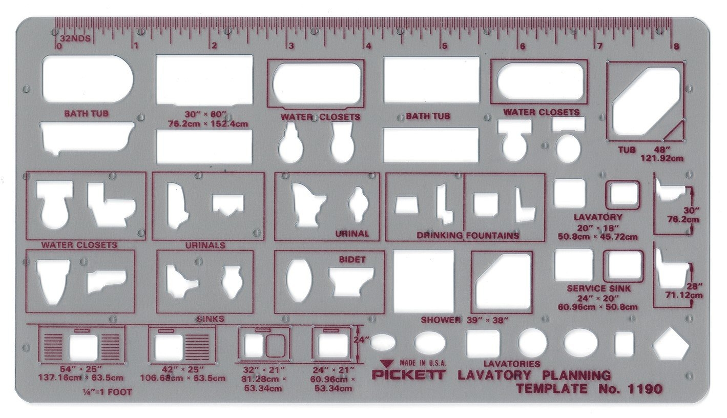 Lavatory Planning Template 1 4 Scale Durable Design Planning Stencil EBay