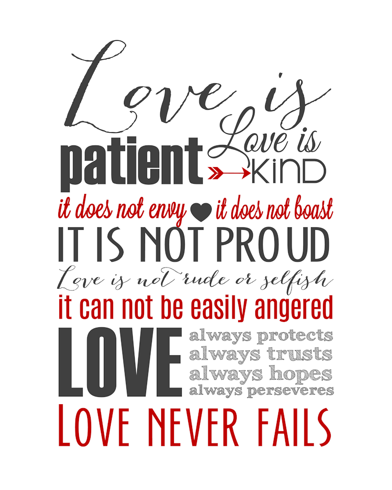 Love Is Patient Subway Art Printable 1 Corinthians 13 The Girl Creative