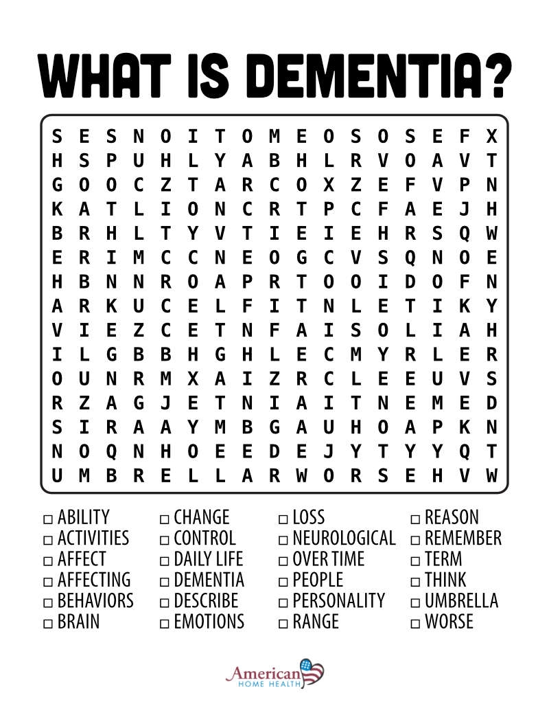 Low Level Word Searches For Alzheimer And Dementia Worksheets Library