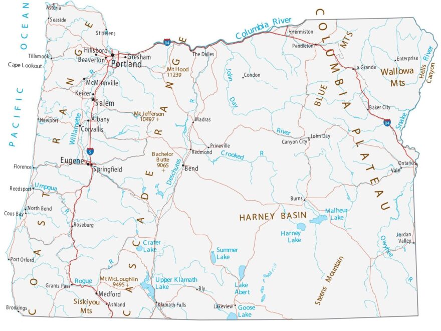 Map Of Oregon Cities And Roads GIS Geography