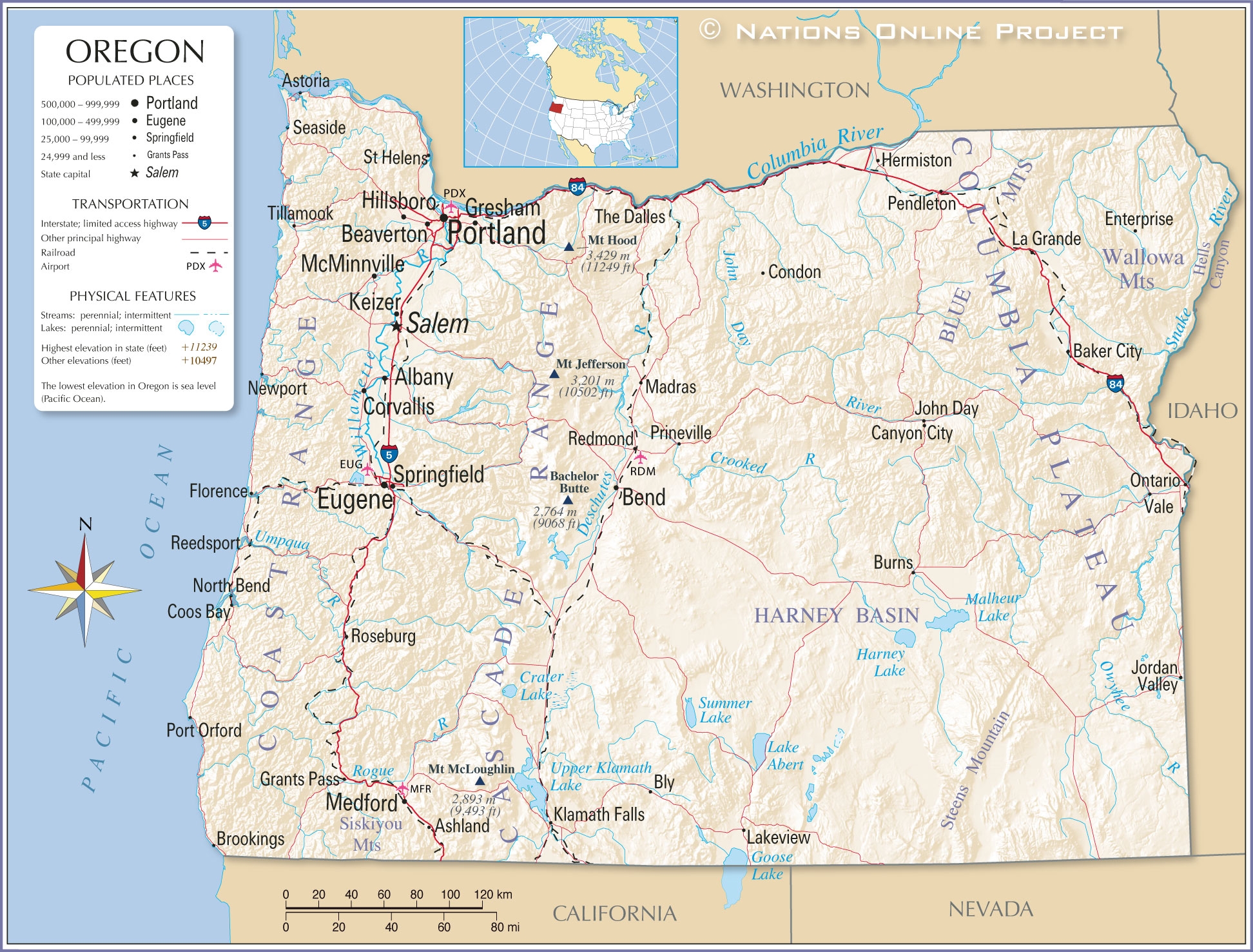 Printable Detailed Map Of Oregon