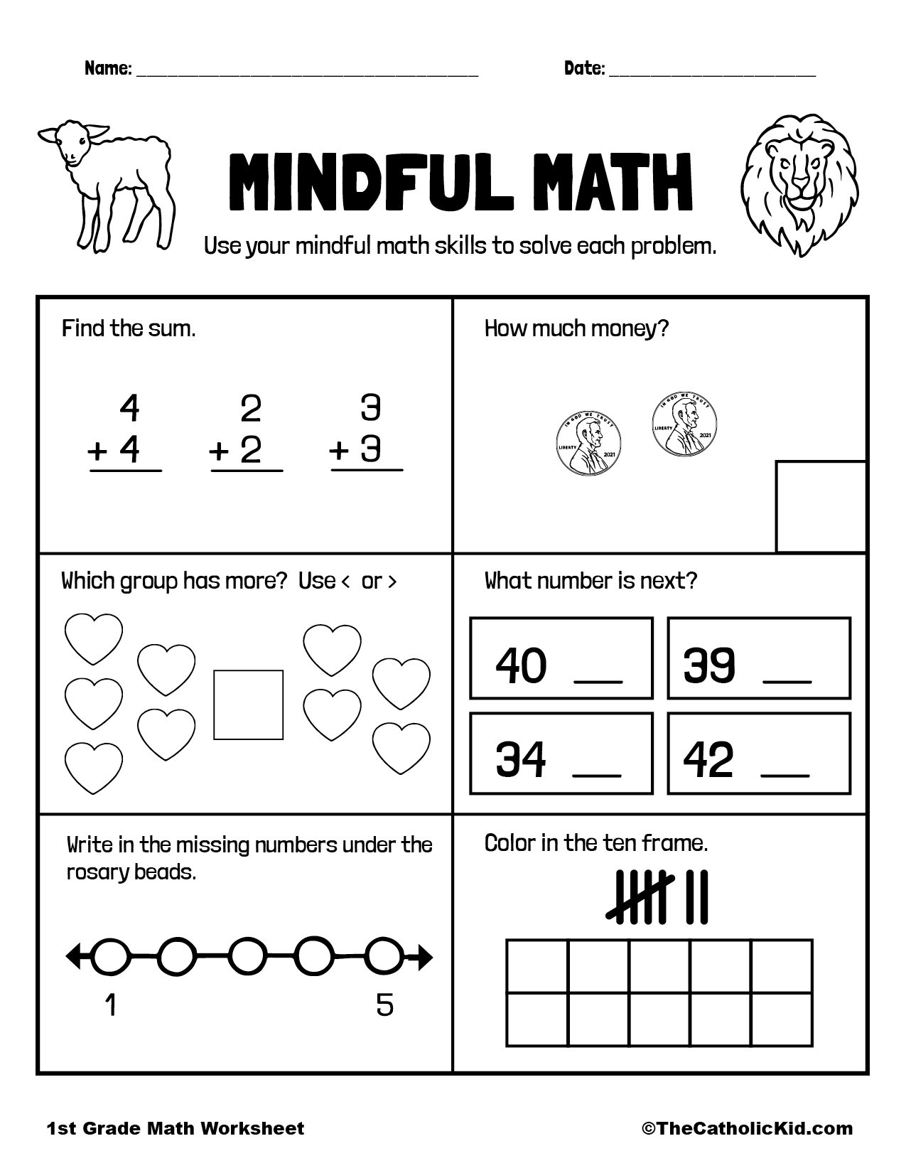 Free Printable Math Worksheets For 1St Grade