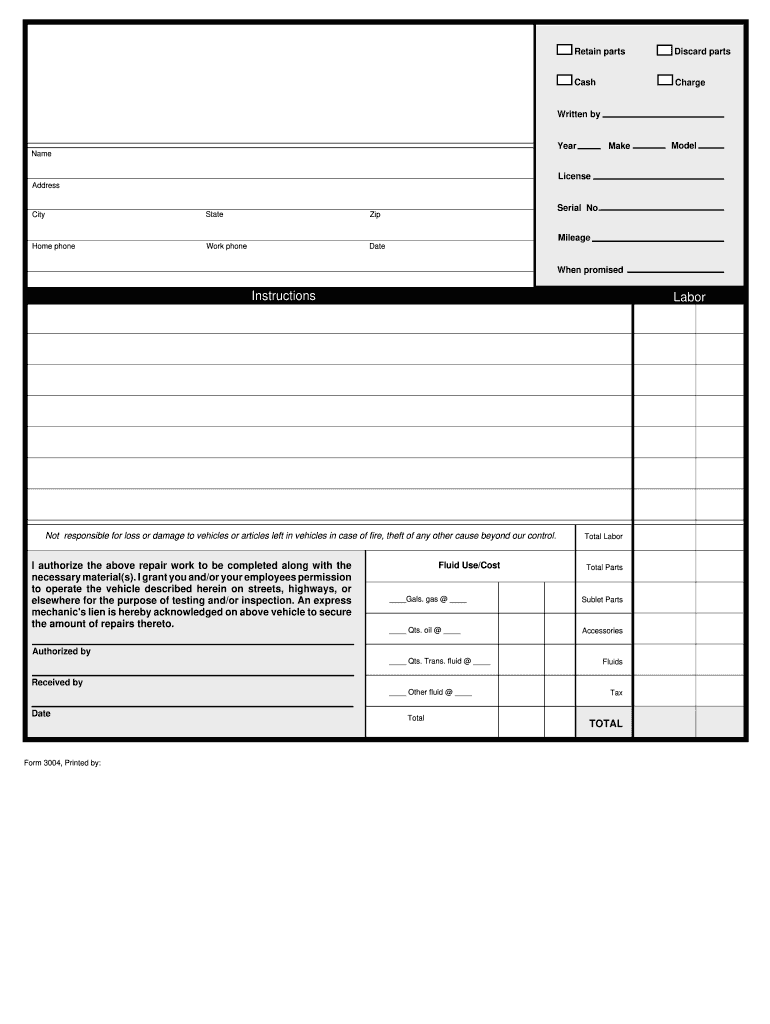 Mechanic Receipt Pdf Fill Online Printable Fillable Blank PdfFiller
