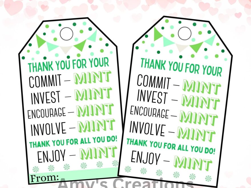 Minty Fresh Gratitude Printable thank You For Your Commit mint Gift Tags For Teachers Nurses Staff And More Instant Download PDF Etsy