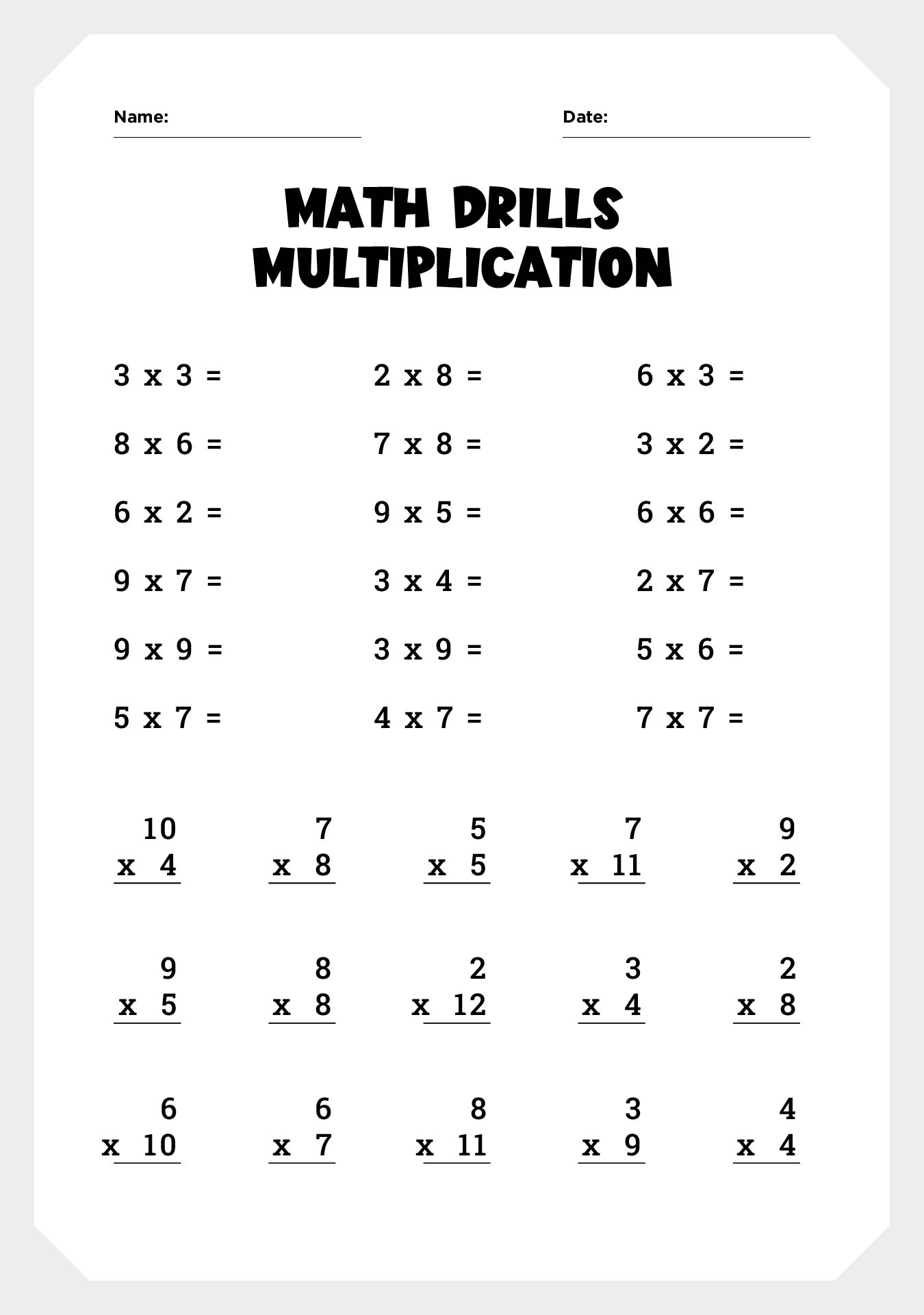 Multiplication Facts 0 5 Worksheets K5 Learning Worksheets Library