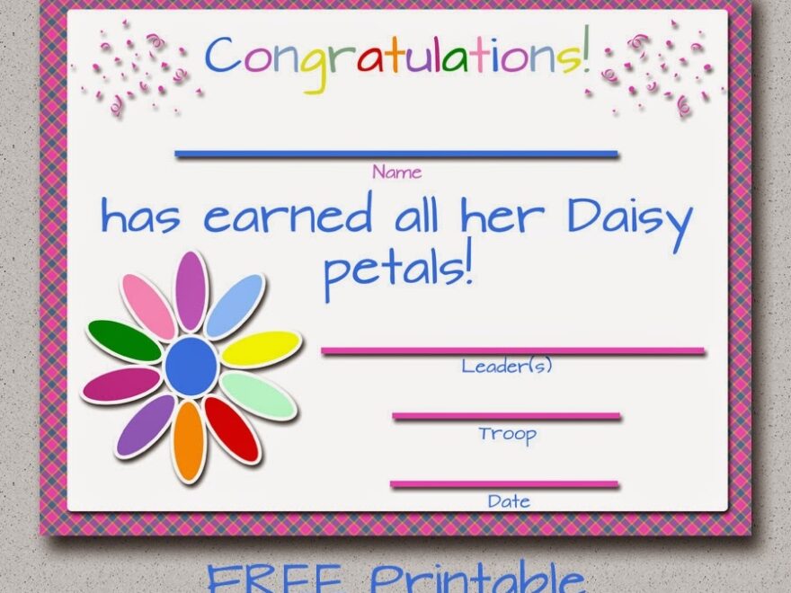 My Fashionable Designs Girl Scouts FREE Printable Daisy Petals Certificate