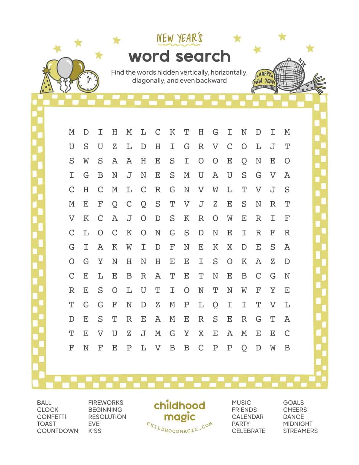 New Year s Word Search Childhood Magic