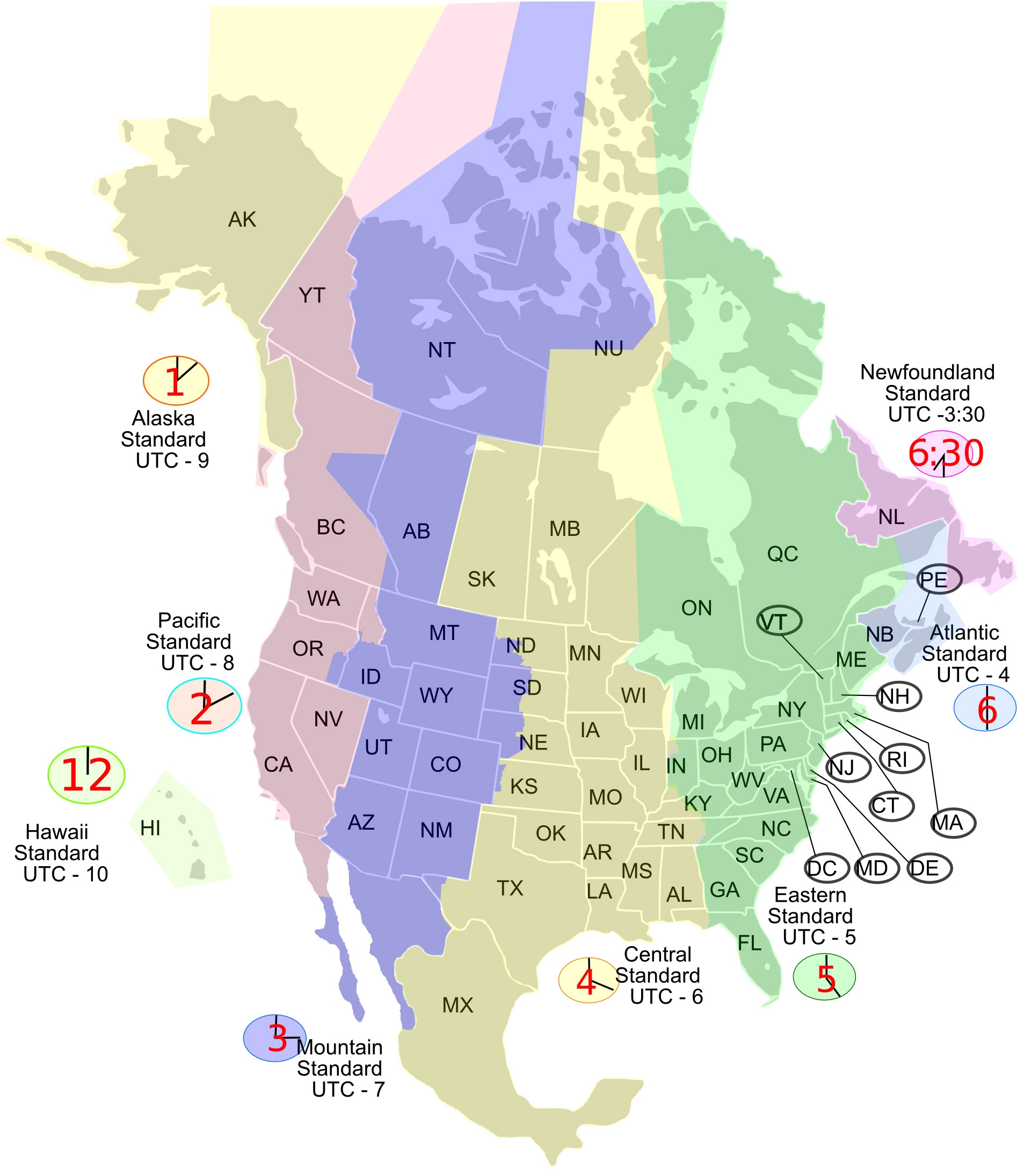 Time Zones Map Usa Printable