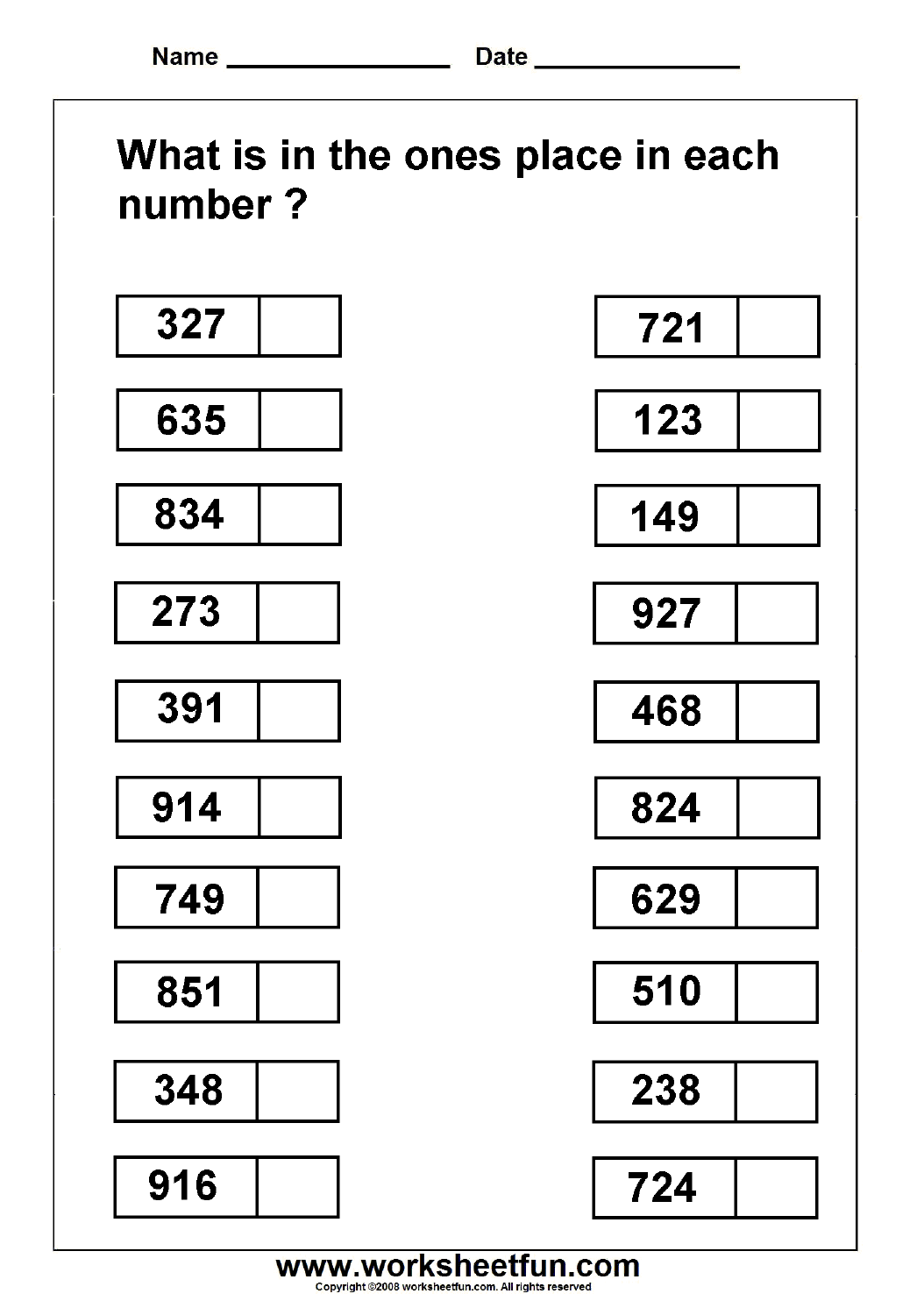 Free Printable Place Value Math Worksheets