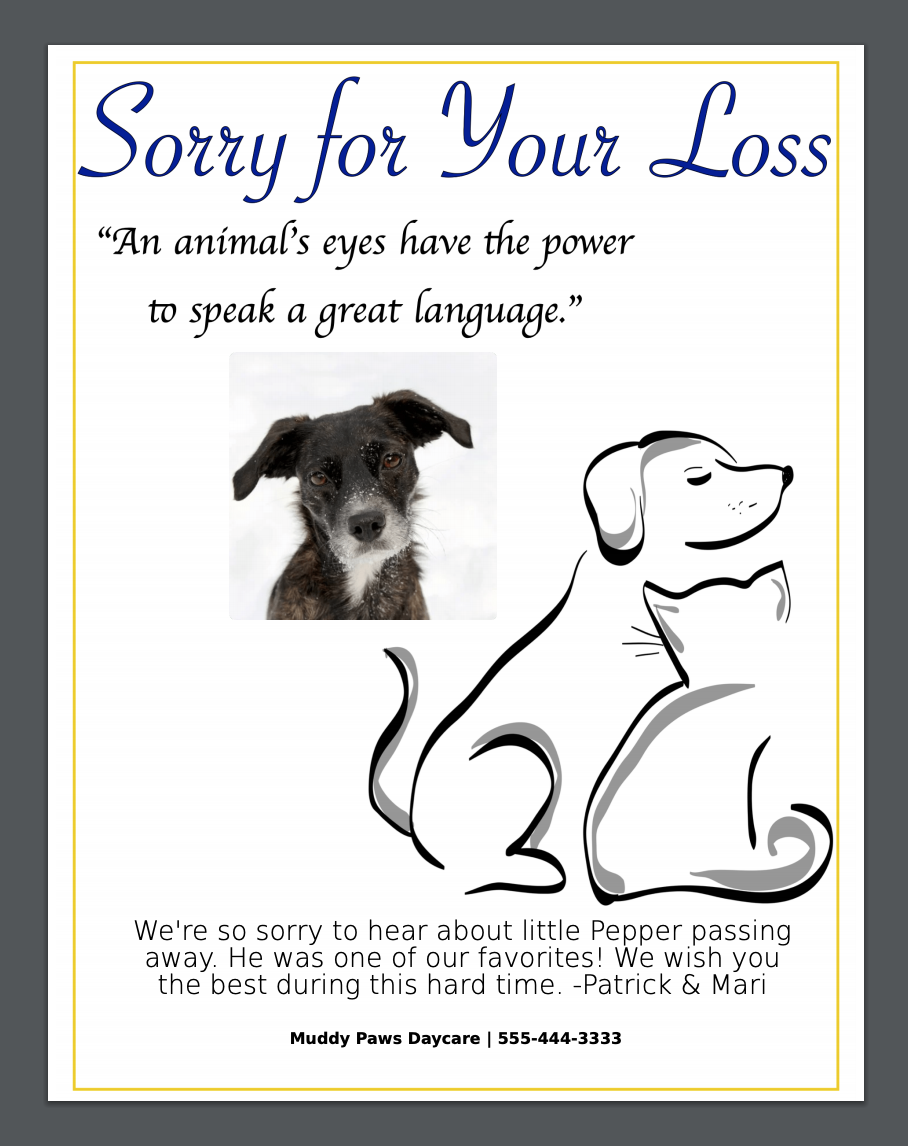 Online Pet Sympathy Card Generator Pet Sympathy Card Template