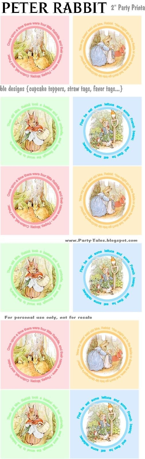 Peter Rabbit Cupcake Toppers PDF Lagomorphs Peter Rabbit