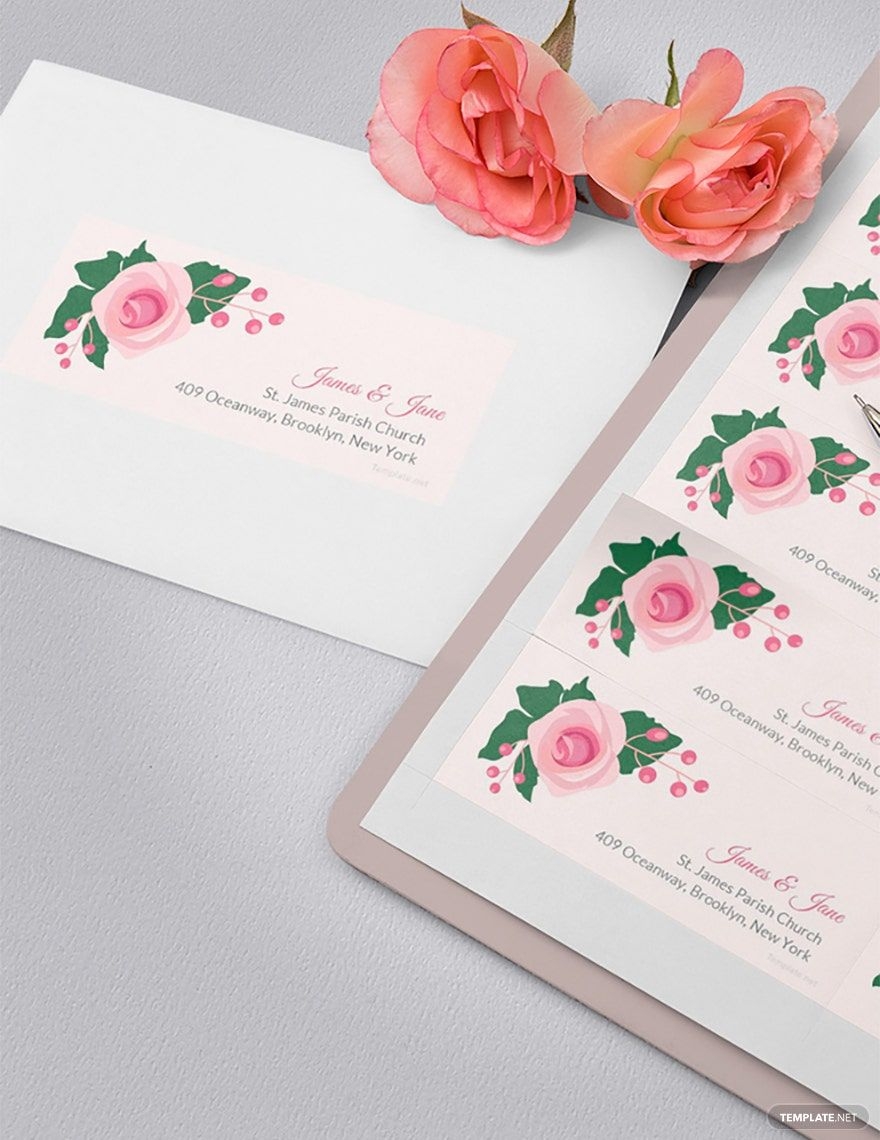 Pink Wedding Address Label Template In Publisher Word Illustrator Pages Photoshop Download Template