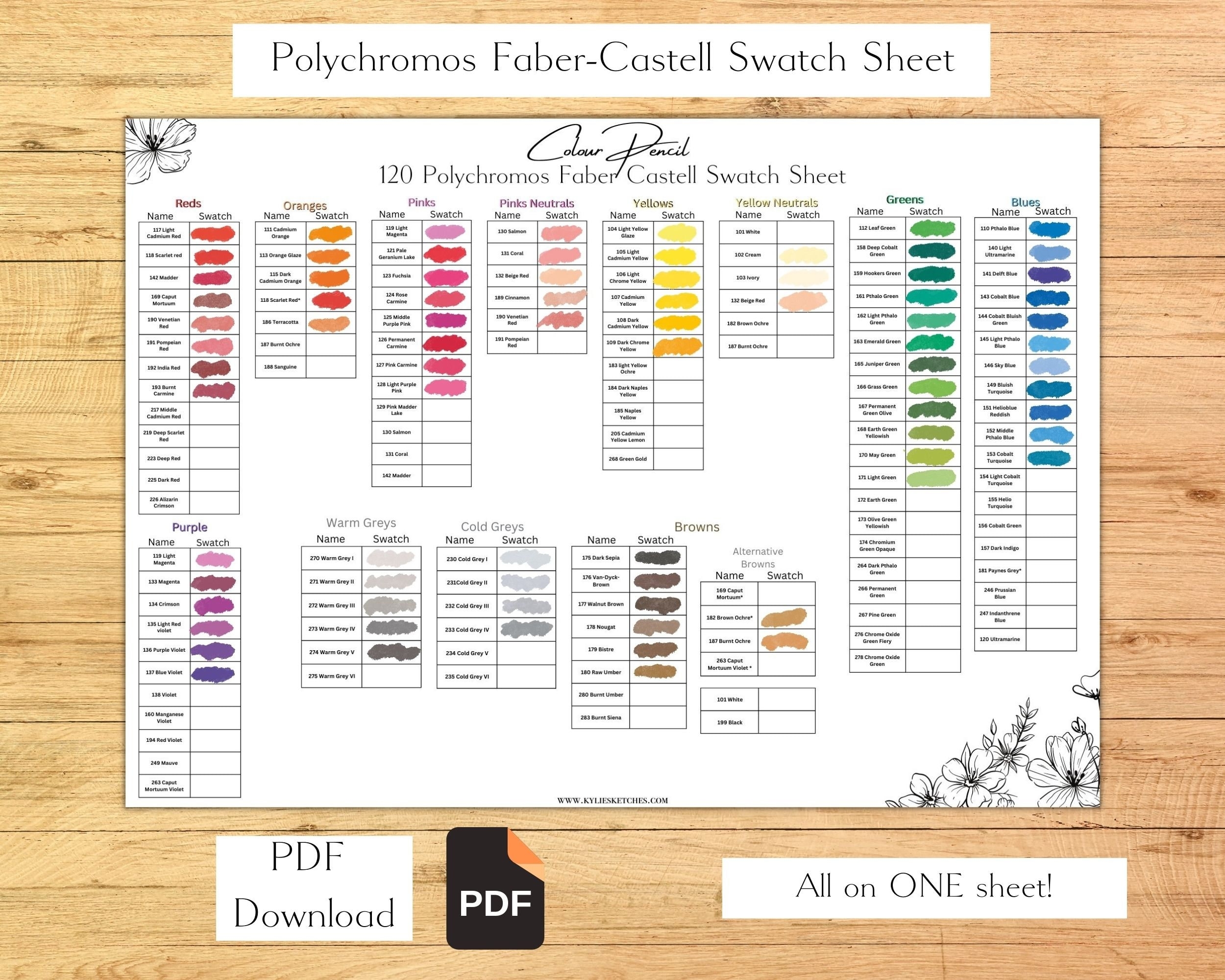 Printable Polychromos 120 Color Chart