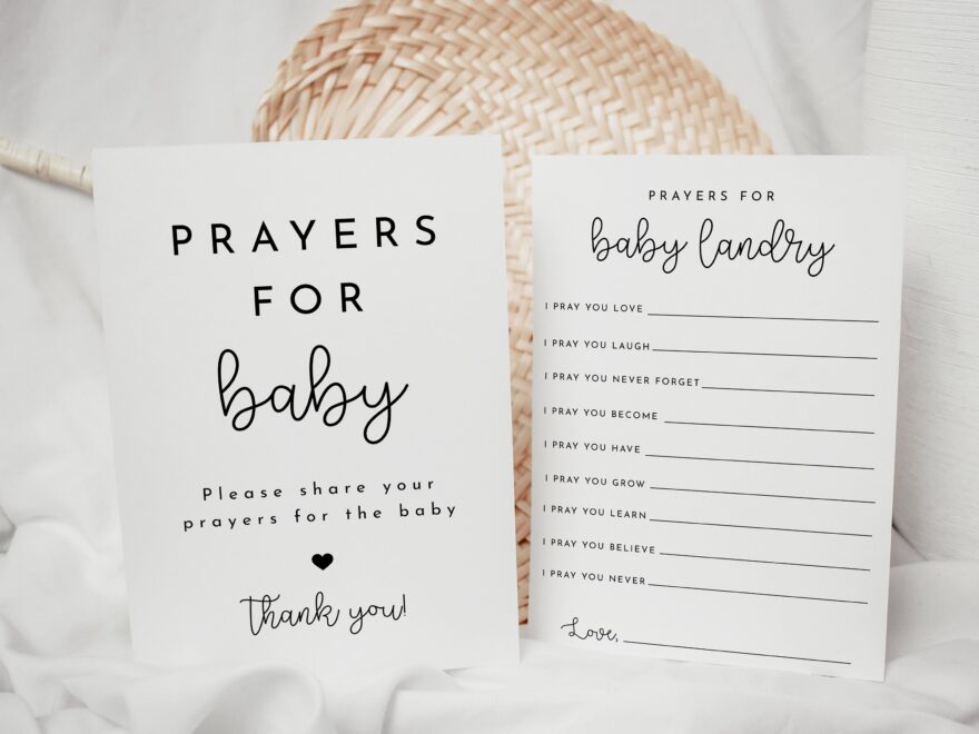 Prayers For Baby Sign Card Printable Baby Shower DIY Template Printable Instant Download Prayers For Baby Sign Wishes For Baby Editable Etsy