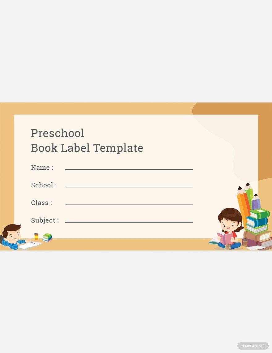 Preschool Book Label Template In Word Photoshop PDF Download Template 