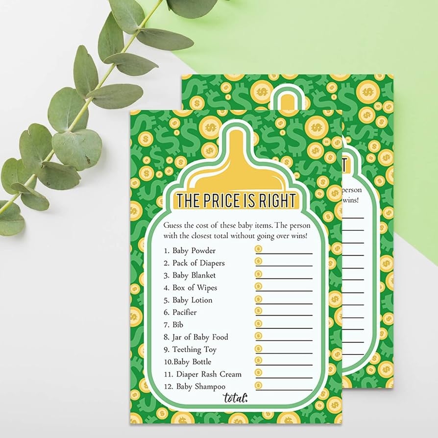 Price Is Right Baby Shower Printable