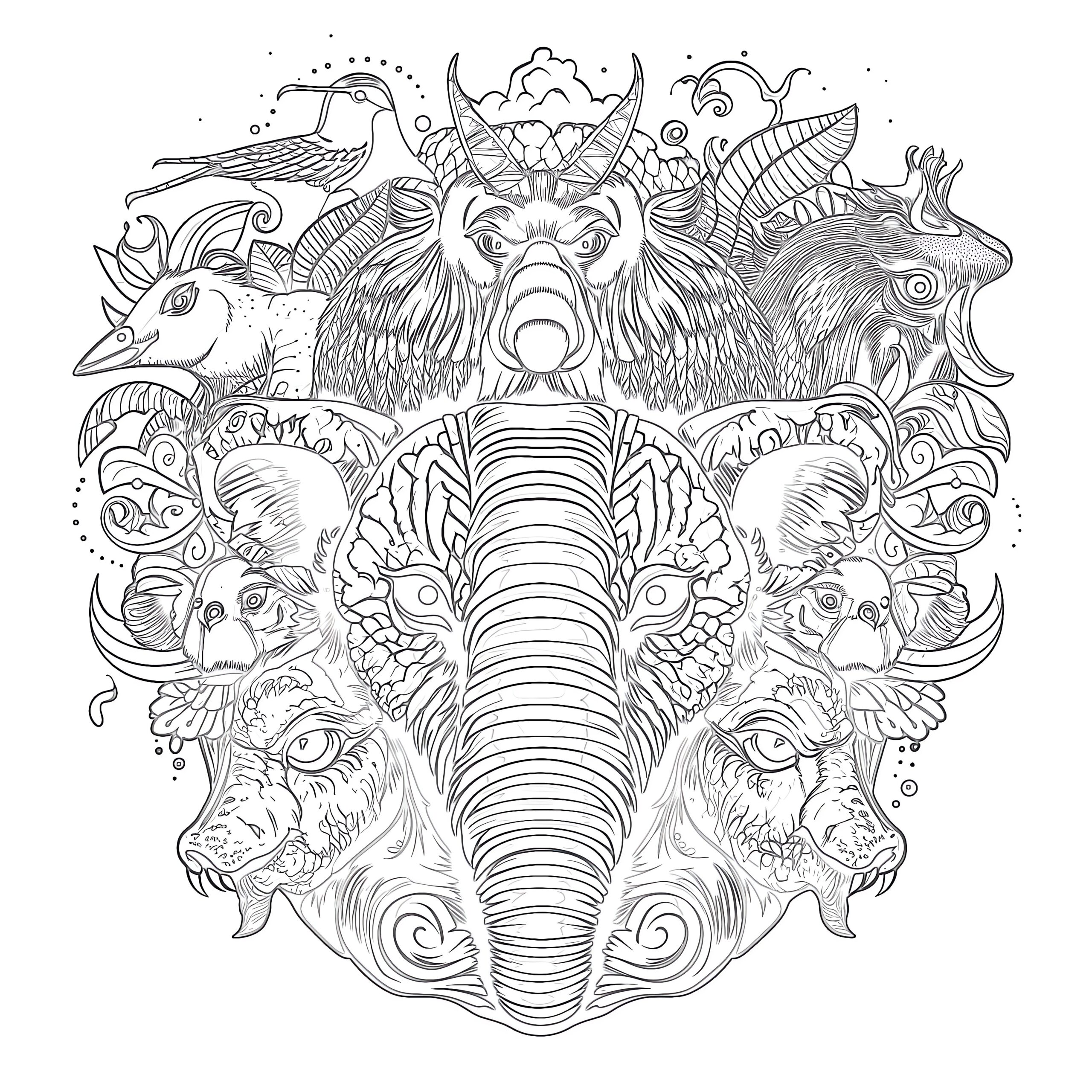 Printable Adult Strange Animals Coloring Page Coloring Pages Mimi Panda