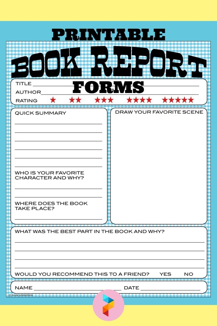Book Report Printable 4Th Grade