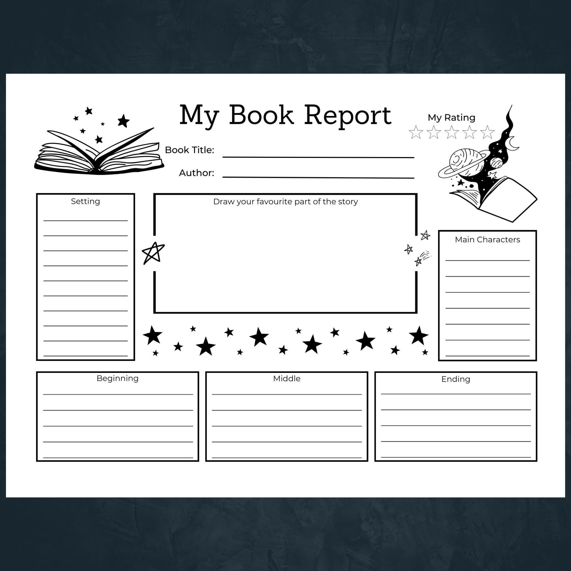 Printable Book Report INSTANT DOWNLOAD Printable Activity Book Report Template Book Review Book Report Printable Home School Reading Etsy