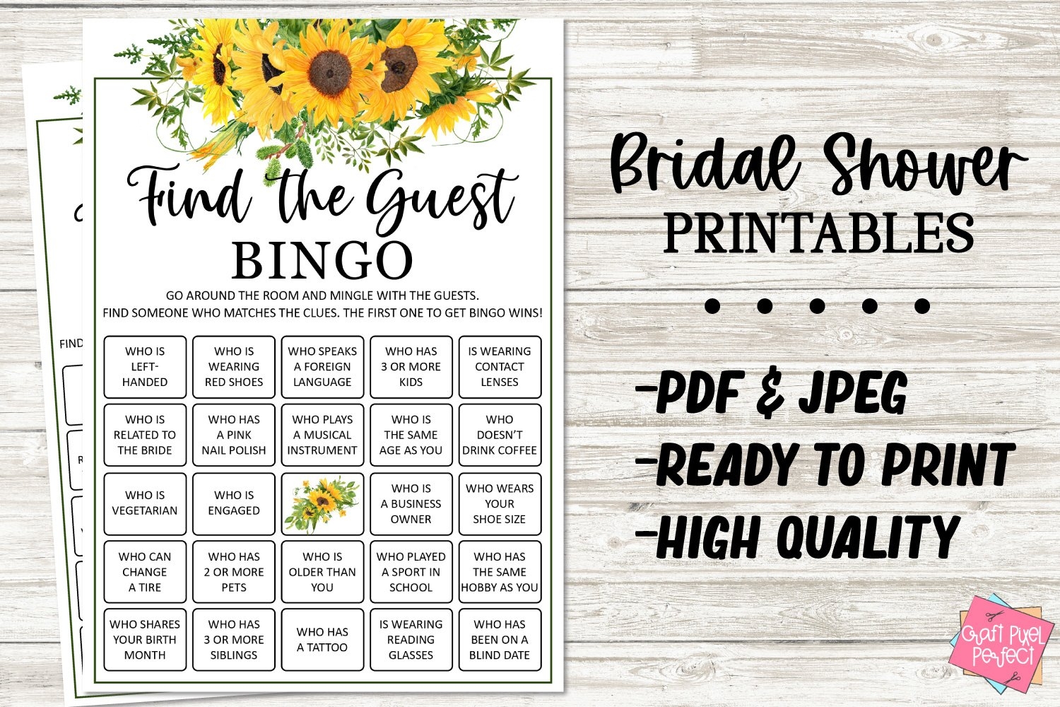 Printable Bridal Shower Game Find The Guest Party Game