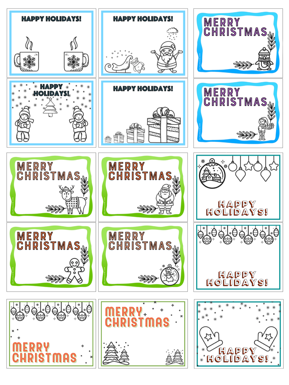 Printable Christmas Cards ESL Flashcards