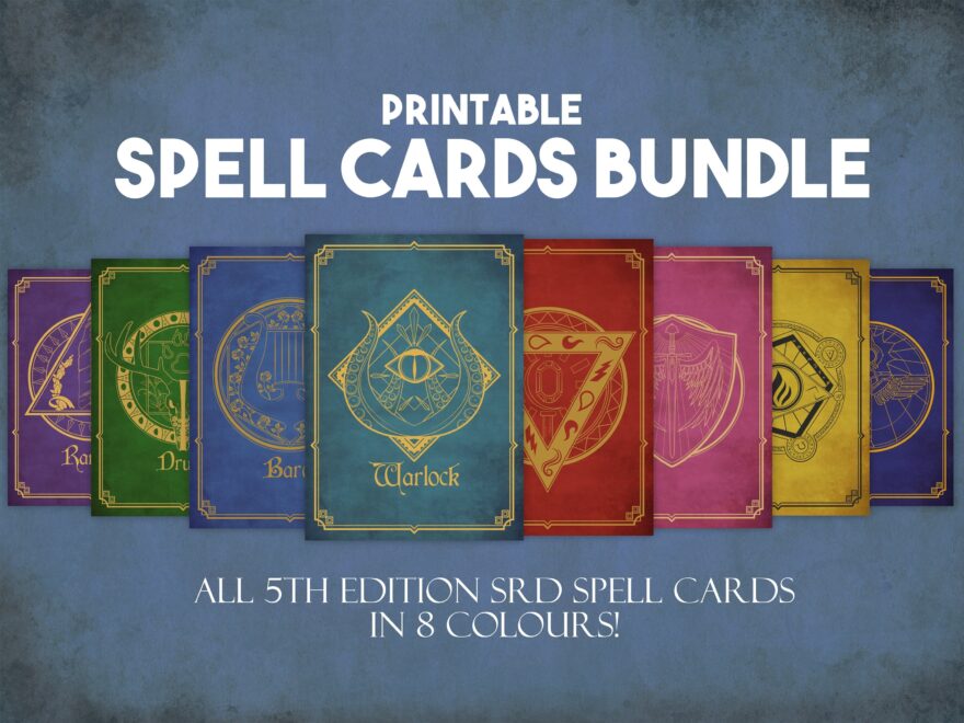 Printable Dnd Spell Cards Bundle Instant Download Dungeons And Dragons Spell Cards Tabletop Role Playing Game Player Tools Etsy Canada