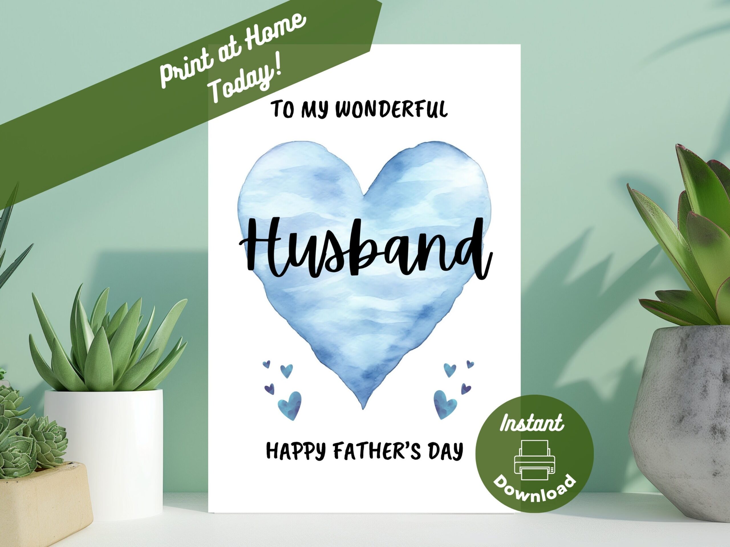Printable Father s Day Card For Husband Instant Download Print At Home Card For My Wonderful Husband Happy Father s Day From Wife Etsy