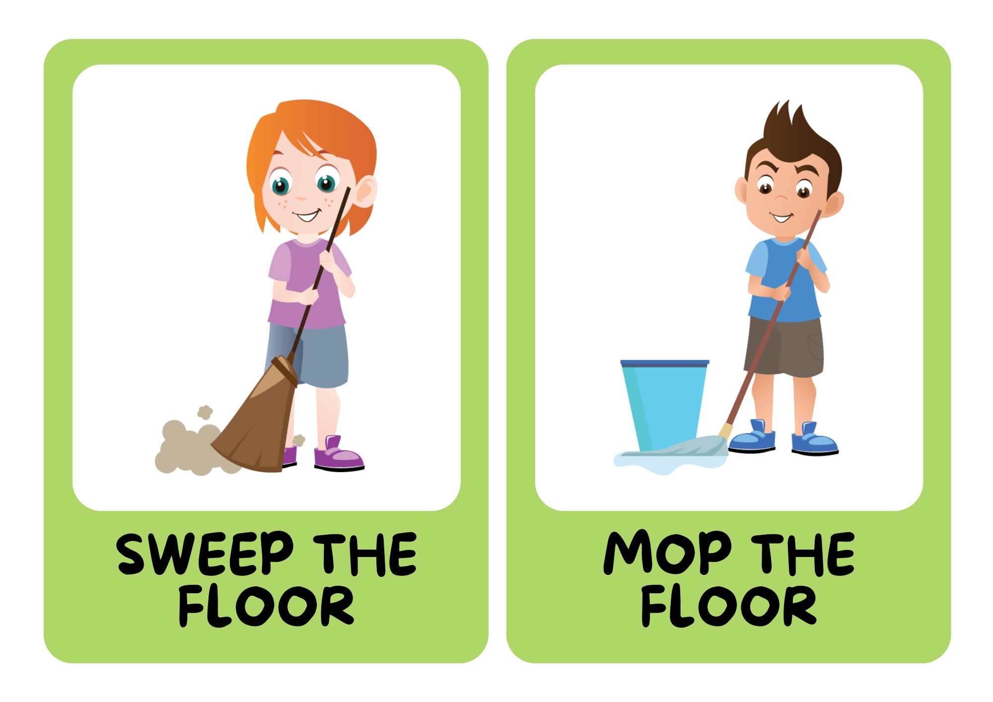 Printable House Chores Verbs Flashcards Kid Responsibility Flashcards Kid Chore Flashcards Kid Routine Flashcard Kid Chore Learning Card Etsy UK