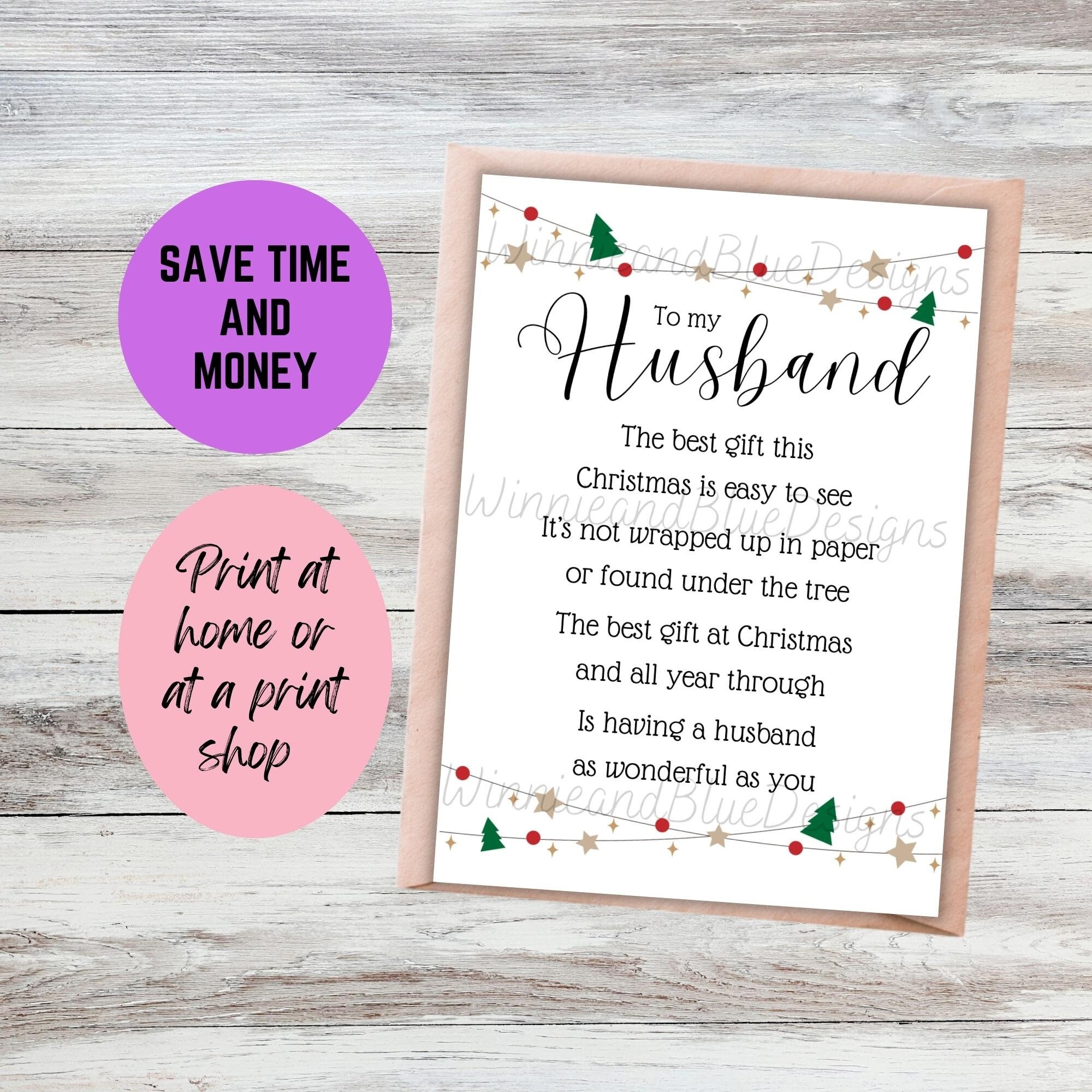 Printable Husband Christmas Card Christmas Poem Card For Husband Husband Christmas Card Romantic Christmas Card For Him Etsy