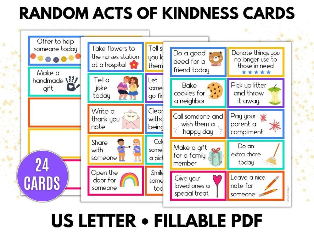 Printable Random Acts Of Kindness Cards - Editable Blank Worksheets ...