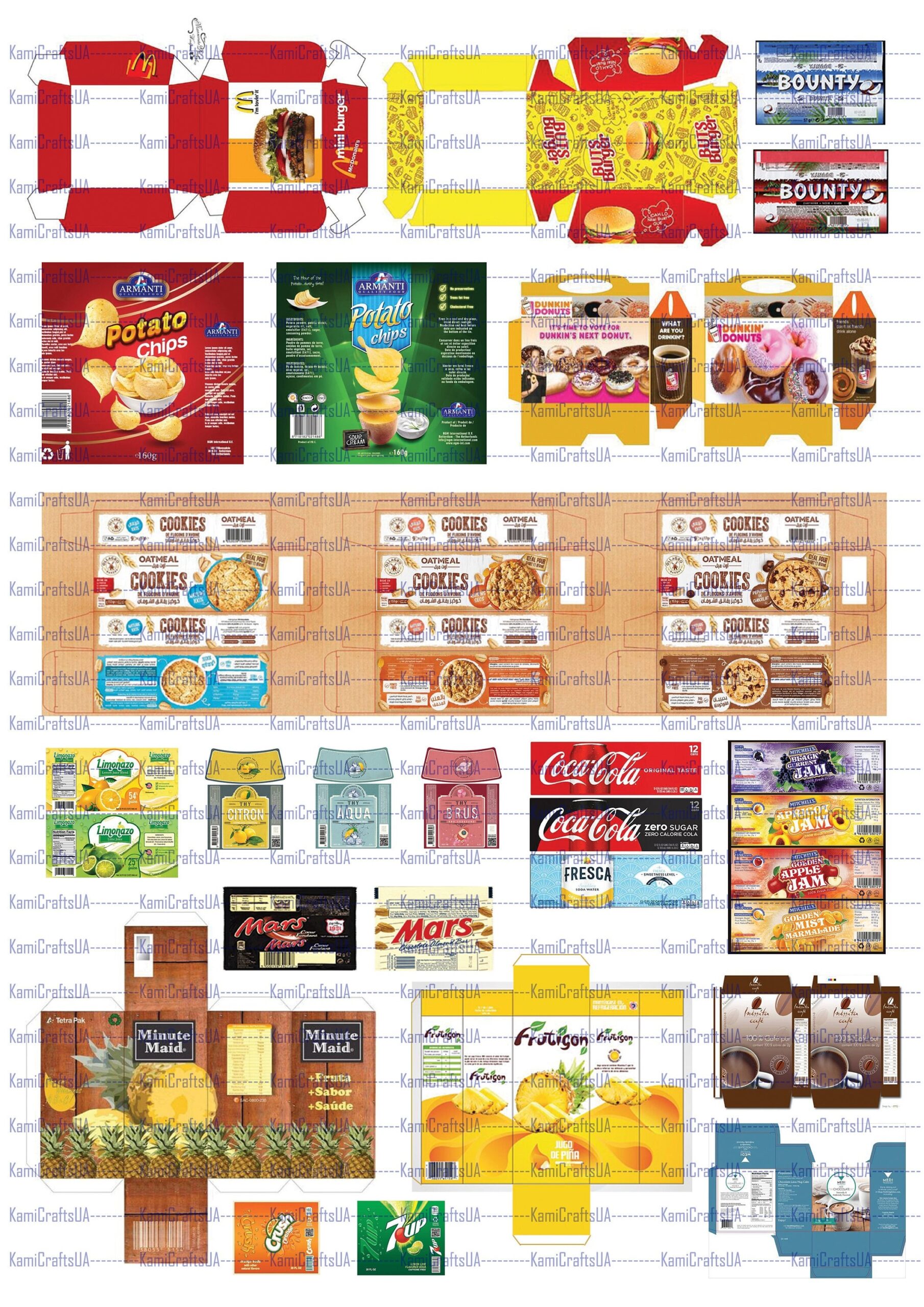 Printable Miniature Food Packaging For Miniature Dollhouse 1 6 Scale Miniature Food And Drinks For Diorama Miniature Burger Digital File Etsy Australia