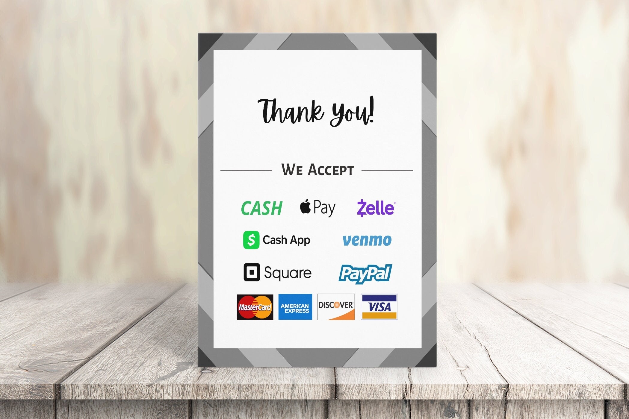 We Accept Credit Card Signs Printable