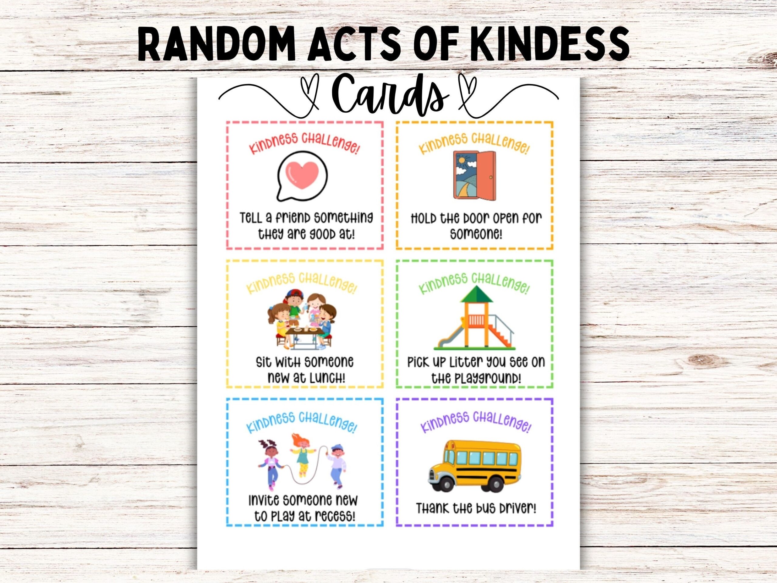 Printable Random Acts Of Kindness Cards Be Kind Lunch Box Notes Kindness Challenge Tags Etsy Australia
