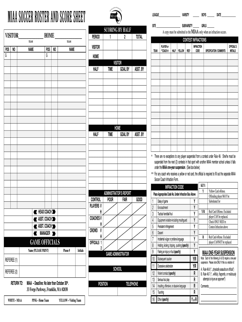 Printable Soccer Stat Sheet Fill Out Sign Online DocHub