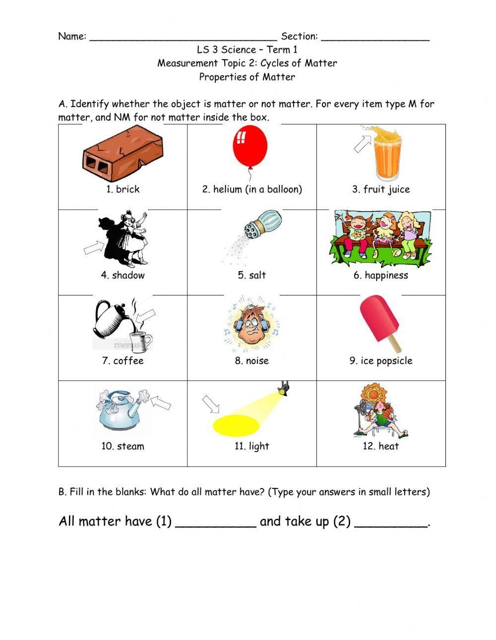 Properties Of Matter 2 Worksheet Live Worksheets Worksheets Library