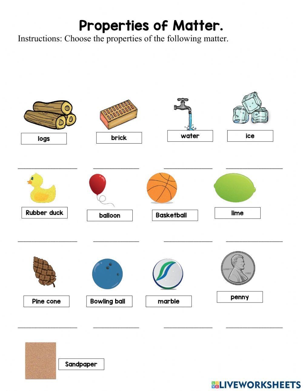 Properties Of Matter Science Activity Live Worksheets Worksheets Library
