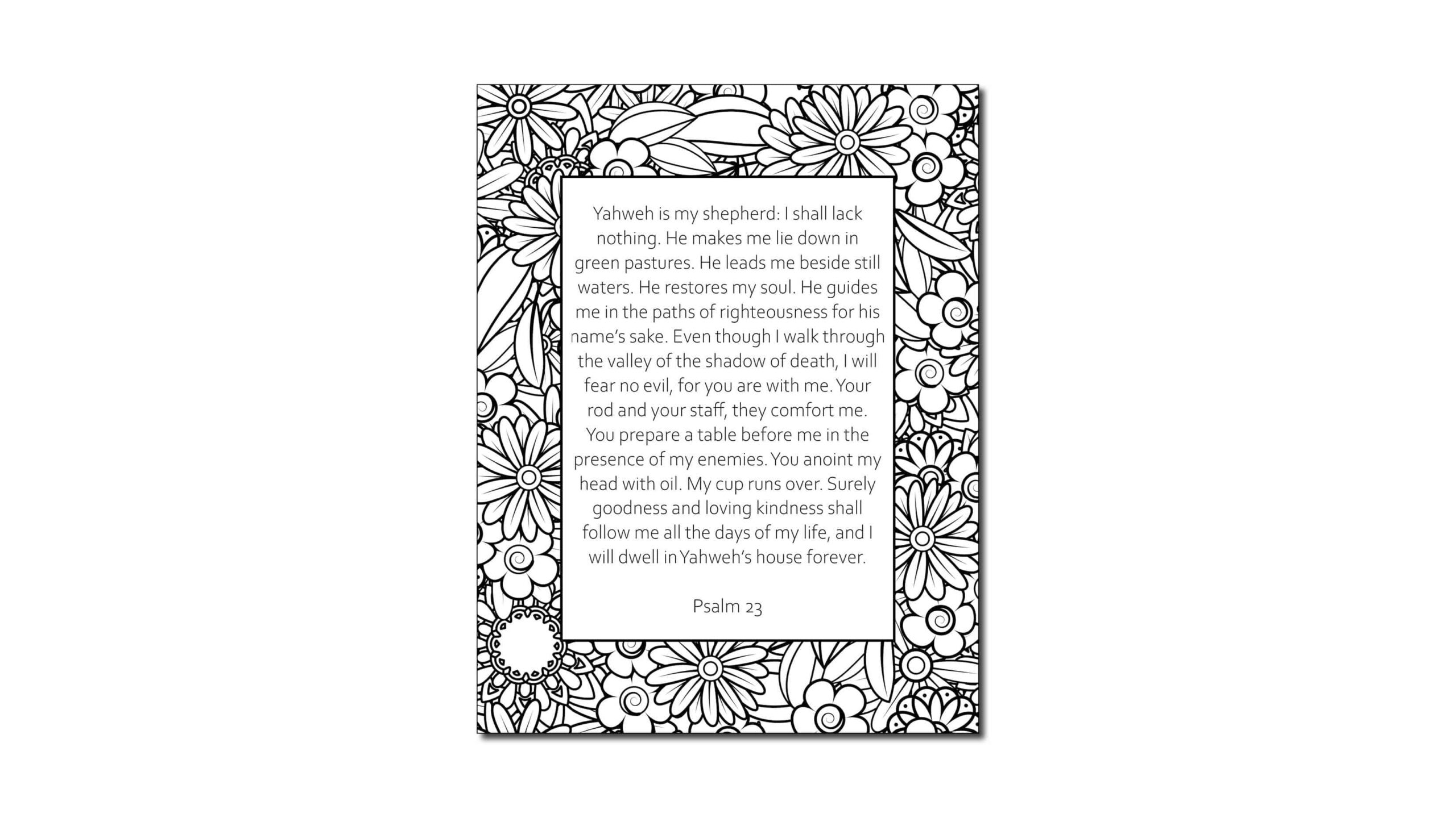 Psalm 23 Printable Coloring Page My Printable Faith
