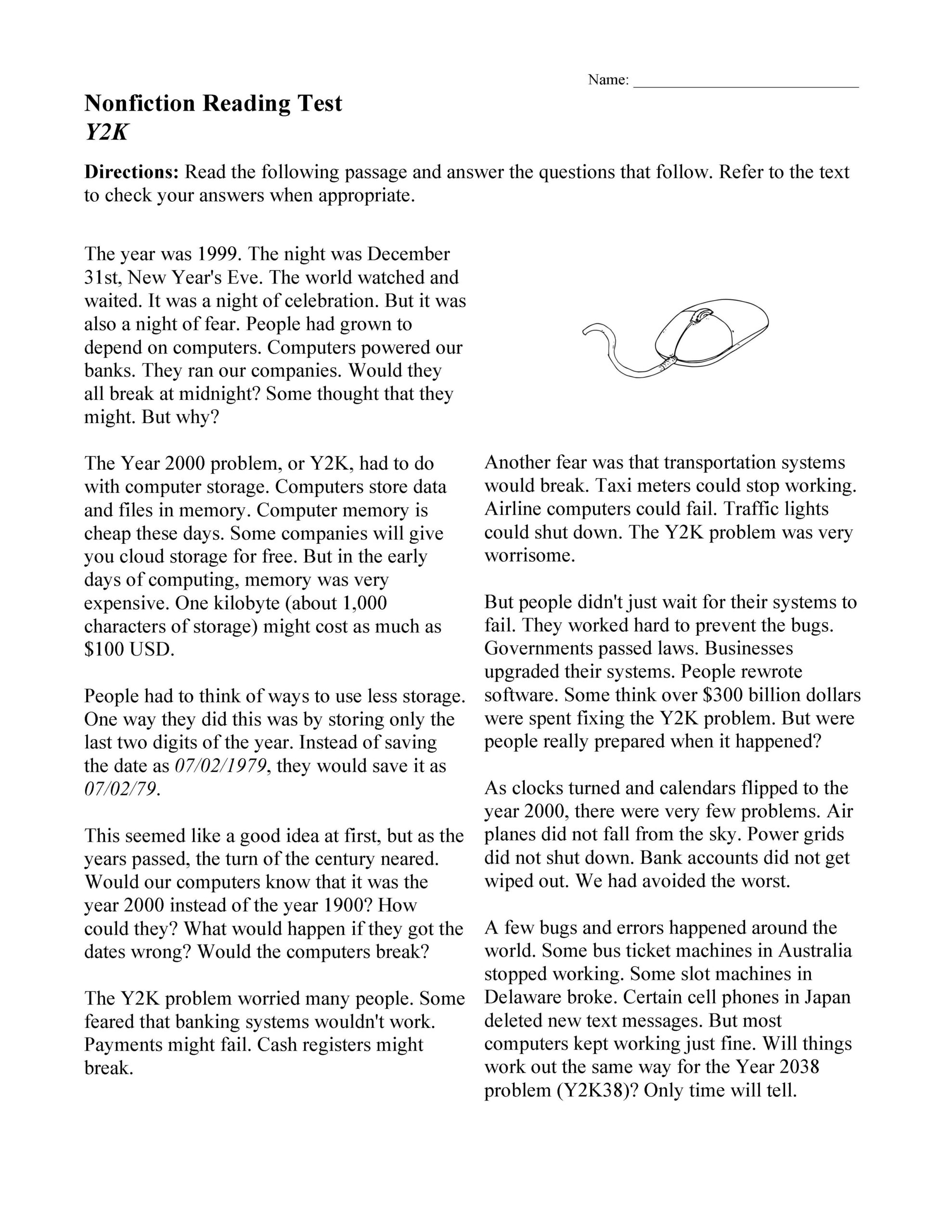 Free Printable High Interest Low Level Reading Passages