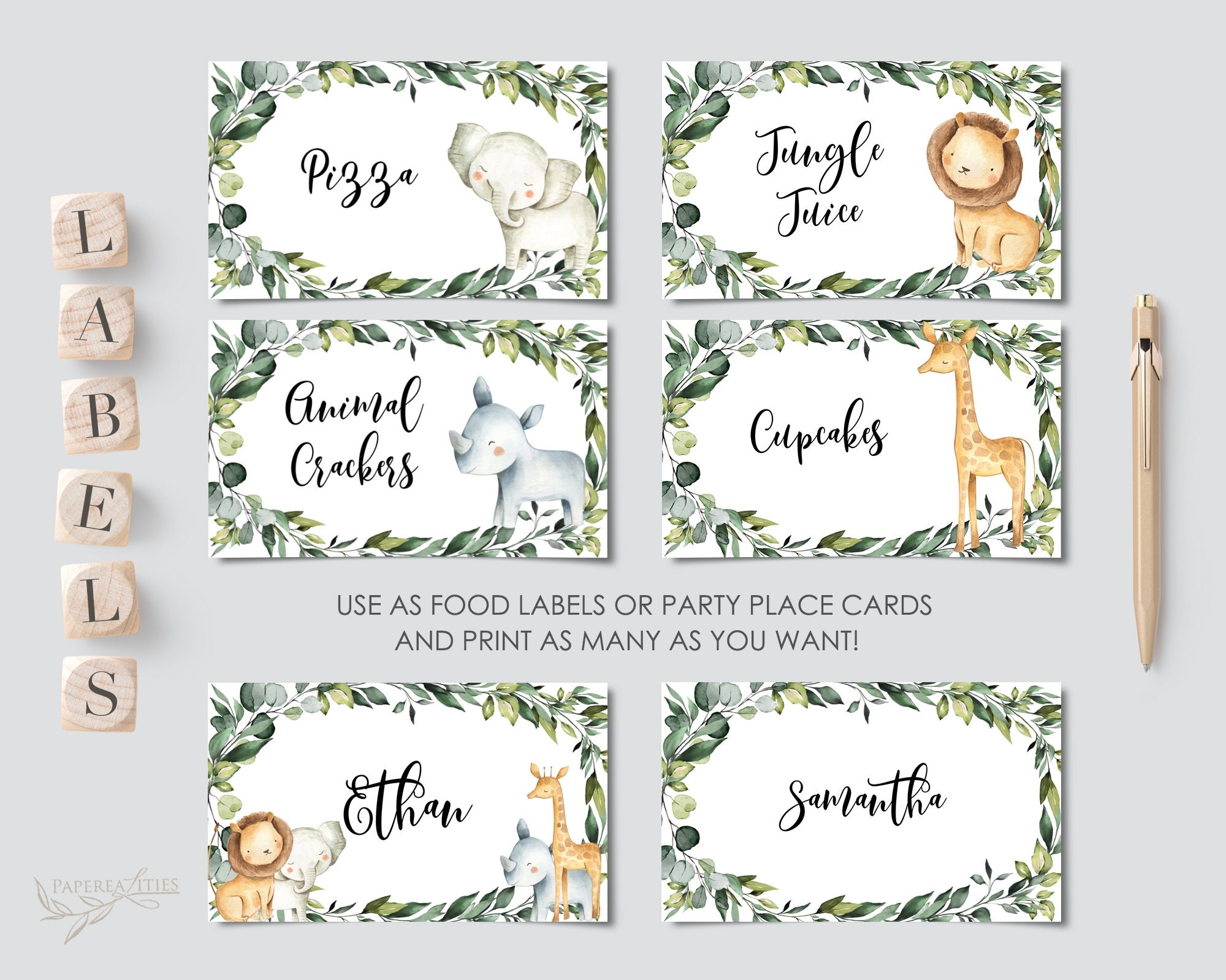 Safari Baby Shower Food Label Template Jungle Safari Food Label Editable Buffet Labels Tent Card Food Labels Safari Party Place Cards Etsy
