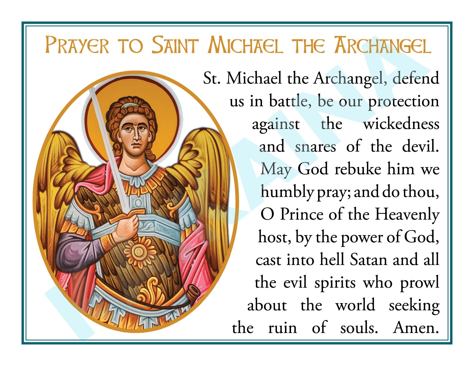 Saint Michael The Archangel Downloadable And Printable Prayer Card 4 up A Page Catholic Prayer Card Etsy Denmark