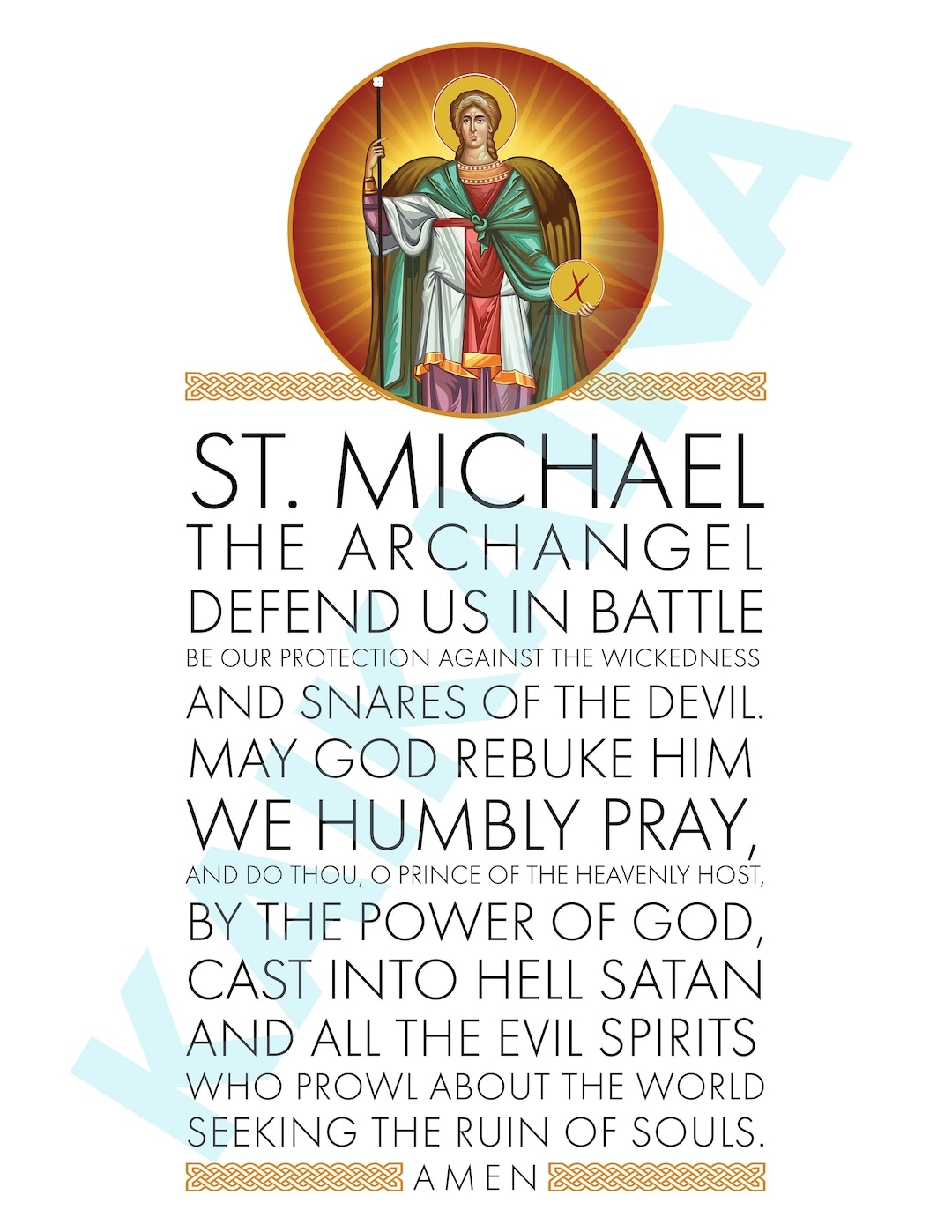 Saint Michael The Archangel Prayer 8 5 X 11 Poster Downloadable And Printable Etsy UK