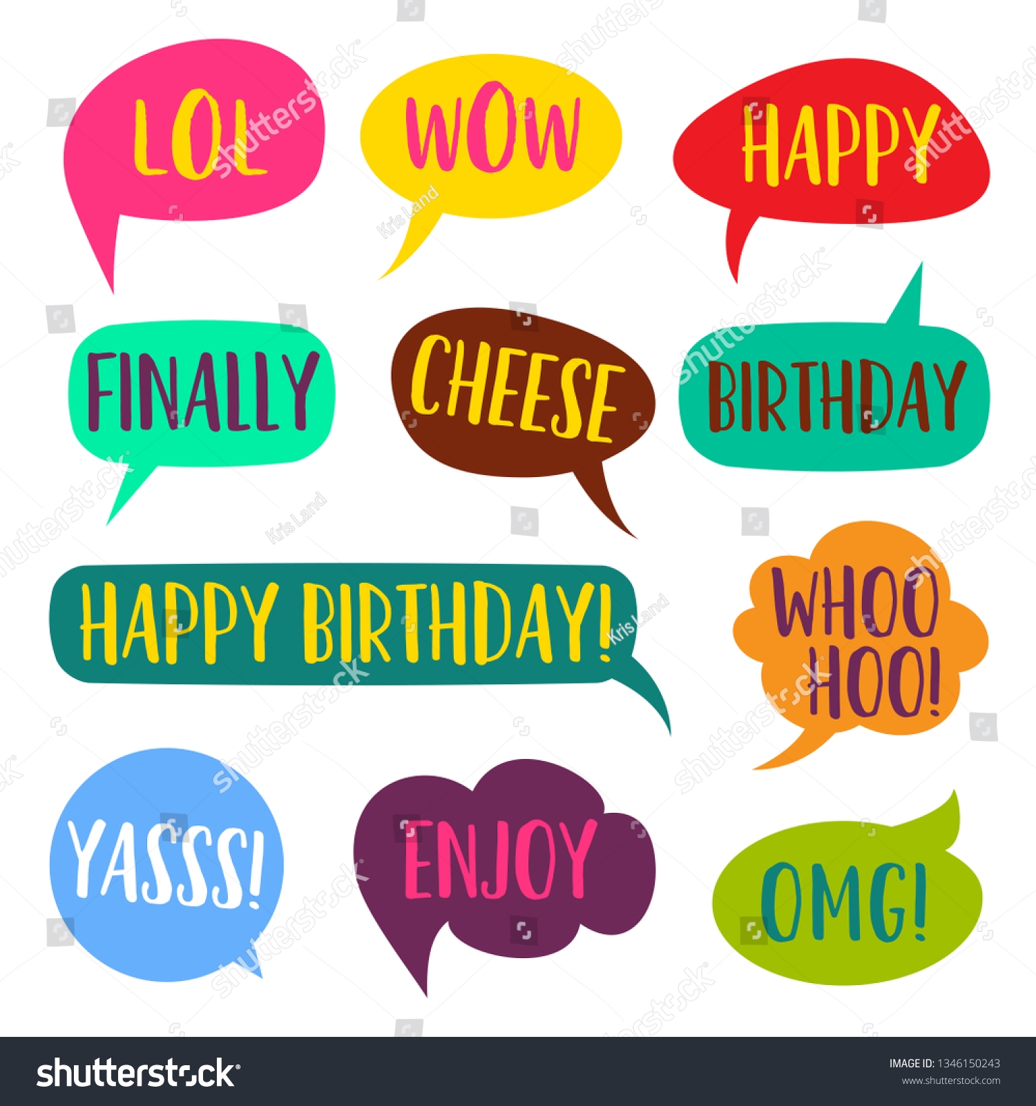 Set Colorful Printable Party Photobooth Props Stock Vector Royalty Free 1346150243 Shutterstock