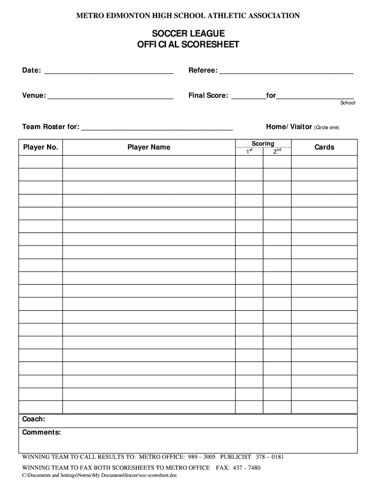 Soccer Game Sheet Template Fill Out Sign Online DocHub