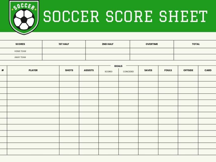 Soccer Score Sheet Free PPT Google Slides Template SlidesCarnival