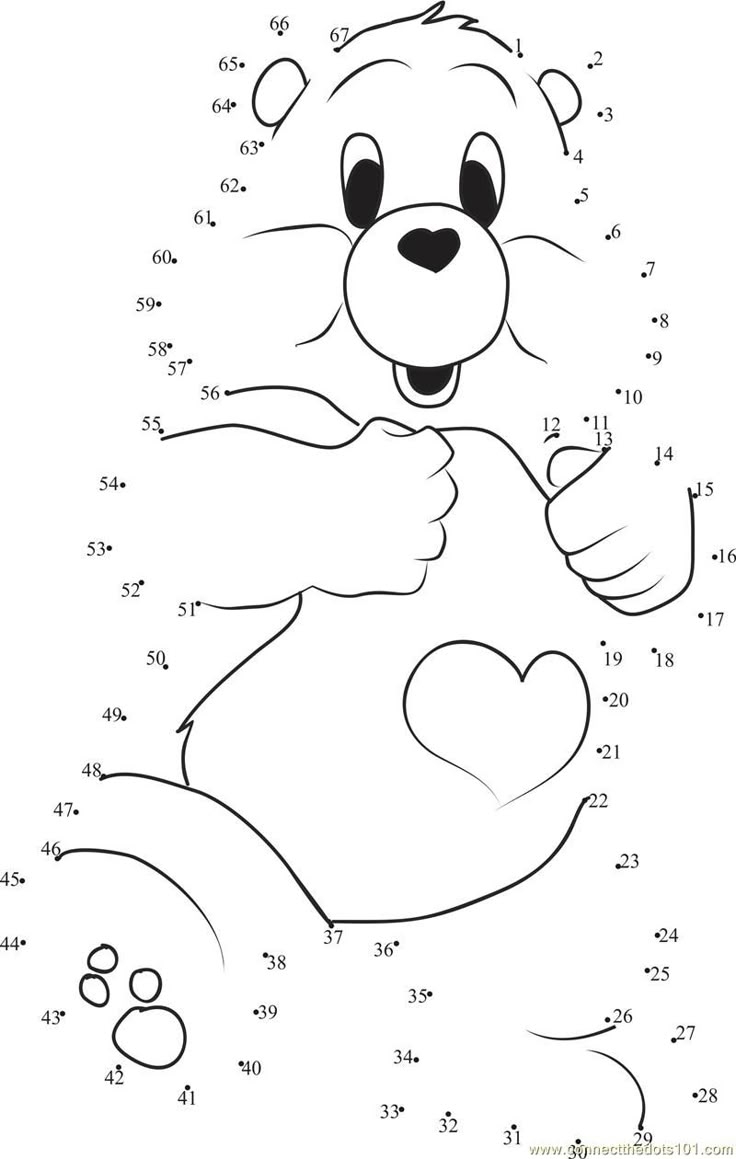 Special Care Bear Dot To Dot Printable Worksheet