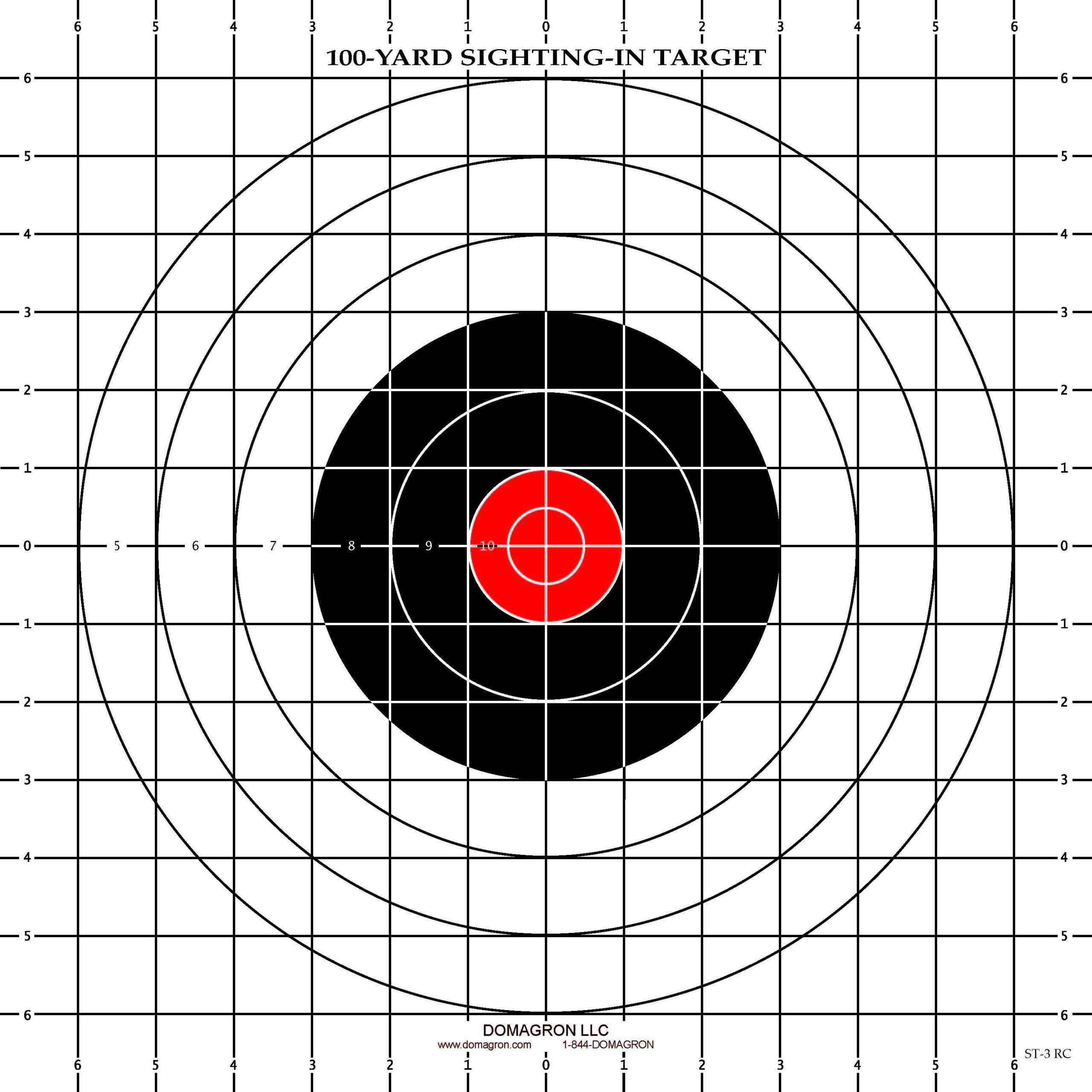 ST 3RC 100 Yard Rifle Sighting Target With Red Center Pack Of Worksheets Library